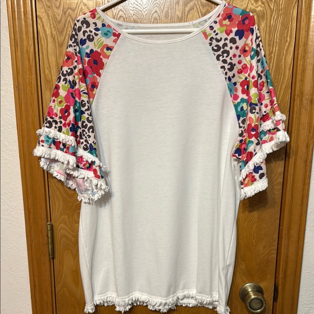 Colorful Floral Sleeve Women's Top